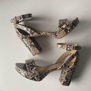 Chinese Laundry Faux Python Ankle Strap Platform Heels